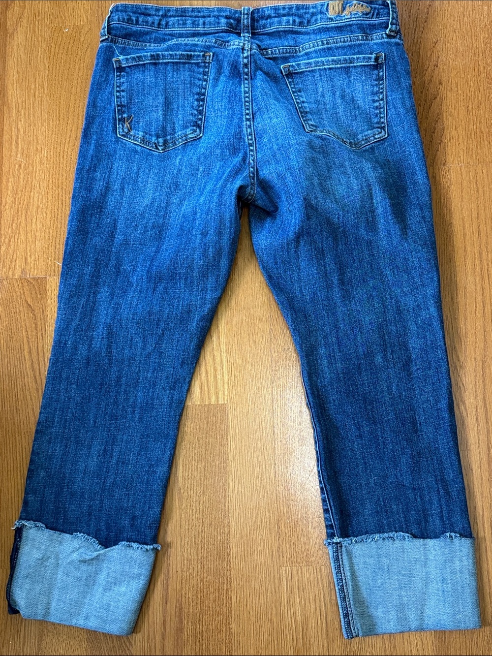 Kut from the Kloth Medium Blue Cropped Wide Roll-Hem Jeans - Picture 4 of 6